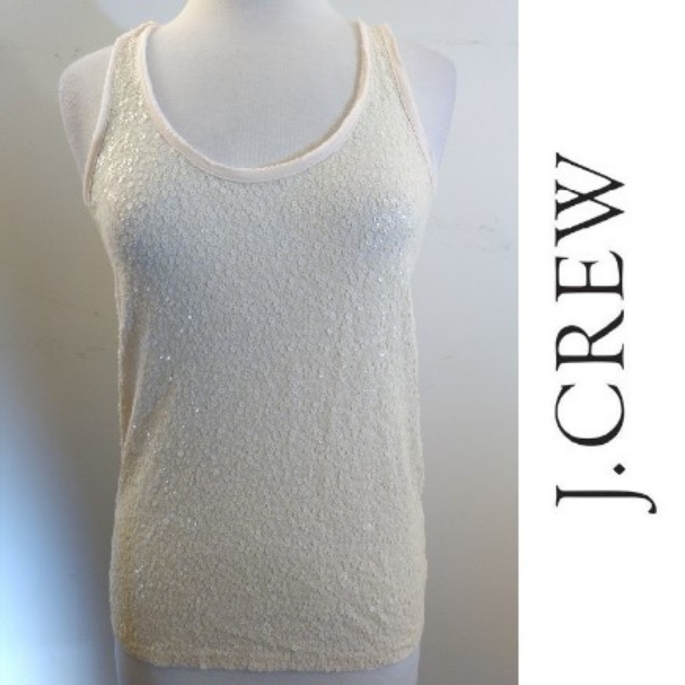 SOLD Light Peach Ivory Sequin Stretchy Tank Top